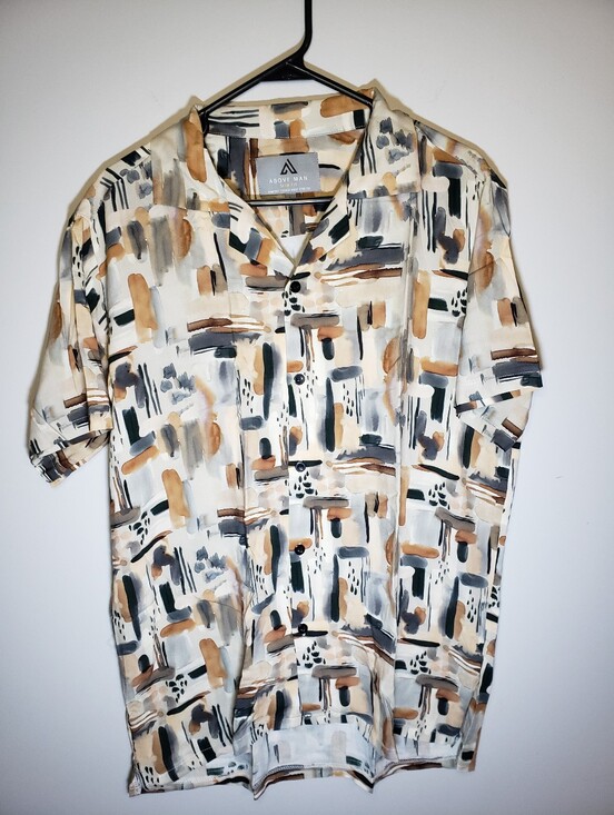 Above Man Other - Above Man Shirt Mens Large L Abstract Paint Stroke Short Sleeve Button Up